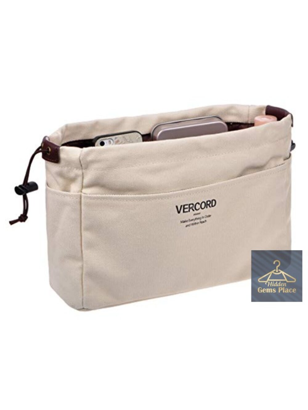 Canvas Handbag Organizer Insert 10 Pockets Sturdy Purse Bag